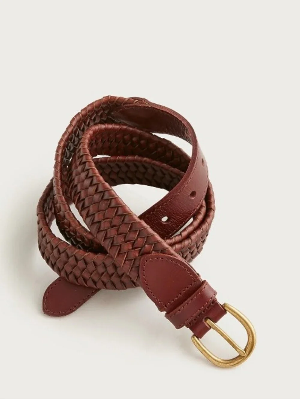 J. Crew Woven Elasticated Italian Leather Belt - Dark Walnut
